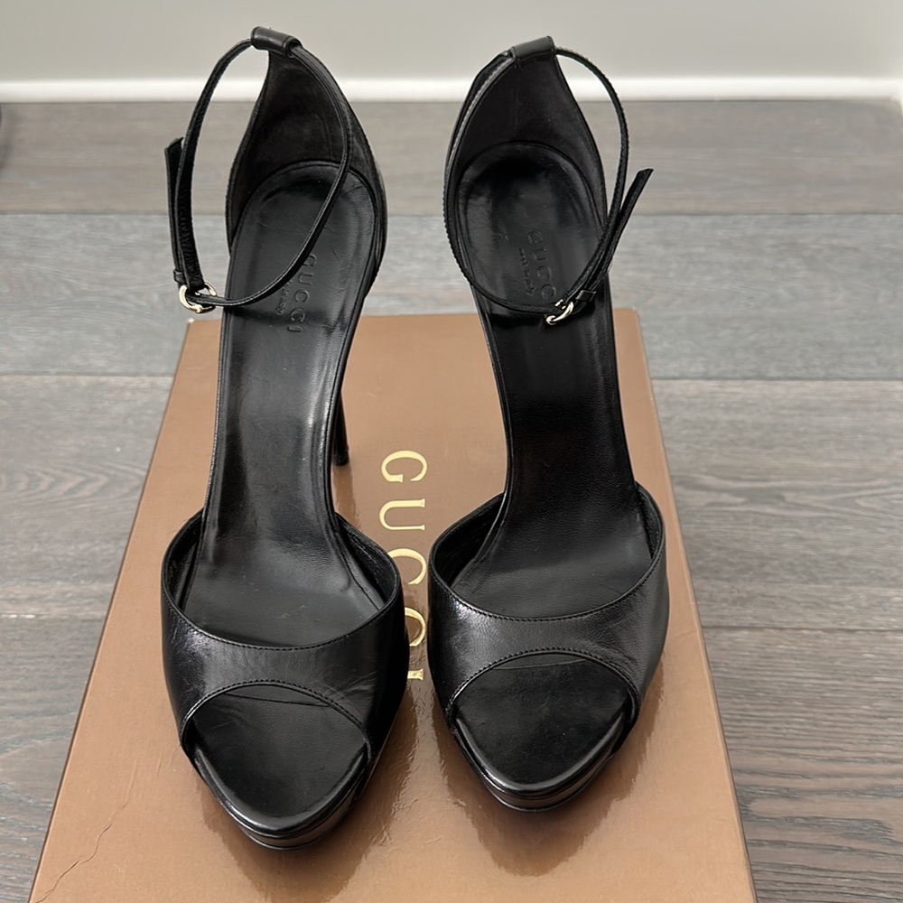 New authentic Gucci leather/bamboo sandal platform shoes Size 38.5 - Picture 5 of 10